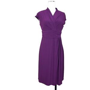 Christin Michaels S Purple Surplice Neckline Poly Spandex Knit Dress